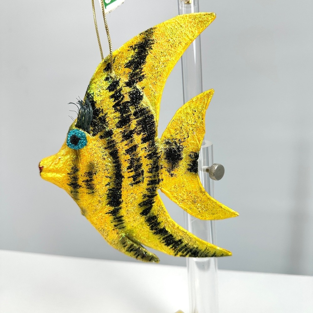 Angelfish Ornament Papermache/Pulp Shimmer Whimsical Artsy‎ Nautical